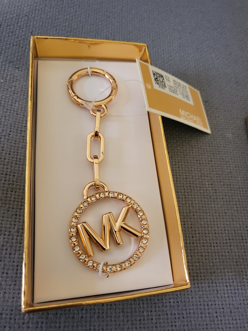 Michael Kors Gold-tone MK Crystal Circle Keychain